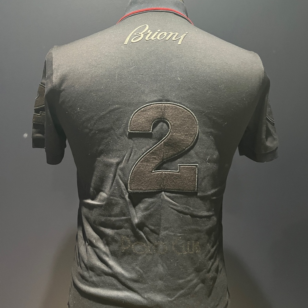 Brioni Navy Blue Jersey with Subtle Red Trim